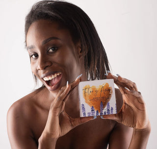 Showing off Flor y Amor's Lavender, Ylang Ylang and Lemon Bath Bomb - Heart Shape