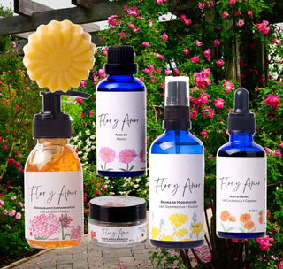 Facial Ritual products on a garden background