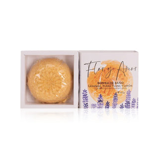 Chrysanthemum organic Bath Bomb - Lavender, Ylang Ylang and Lemon. Flor y Amor