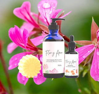 Geranium Bundle from Flor y Amor with background of geranium