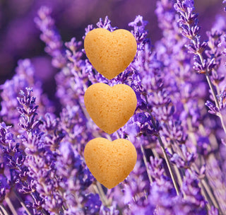 Mini Yellow Hearts - Lavender Bath Bombs - Sleep - 3 Pack (45g) with lavender, ylang ylang and lemon flor y Amor