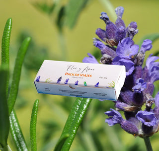 Flor y Amor's travel pack with lavender background