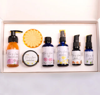 a boxed 30 day flor y amor ritual with our sensitive face mask and our award winning face oil.